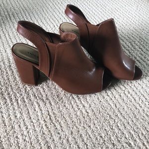 Chinese laundry brown open toe booties
